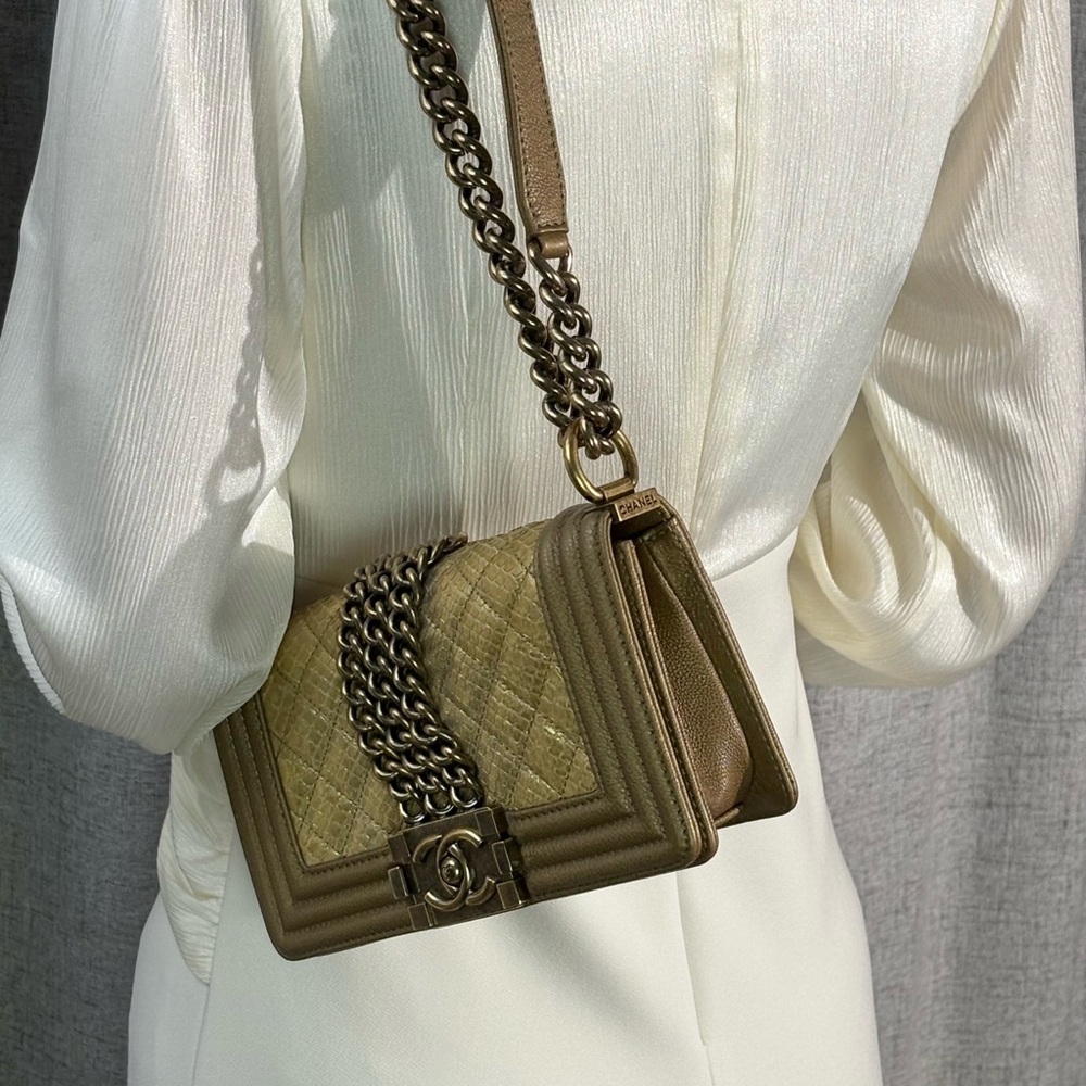 CHANEL Metallic Python Boy Flap Bag Small GHW - image 14